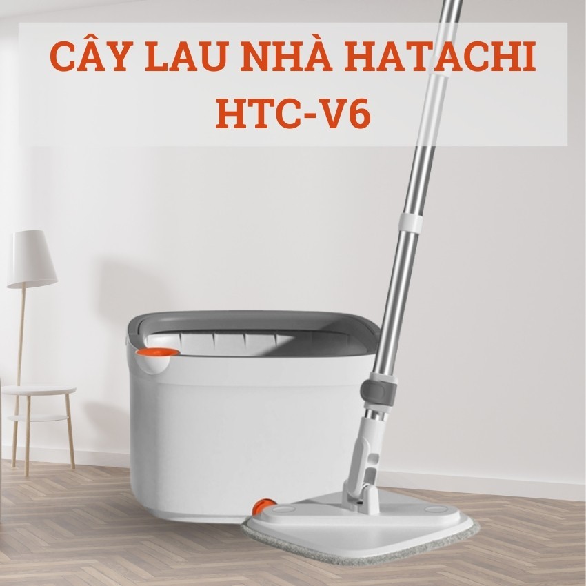 Cây lau nhà tách nước bẩn Nhật Bản Hatachi HTC V6 - Bộ lau đa năng tự vắt khô tự động tách nước bẩn, xoay 360 độ cao cấp