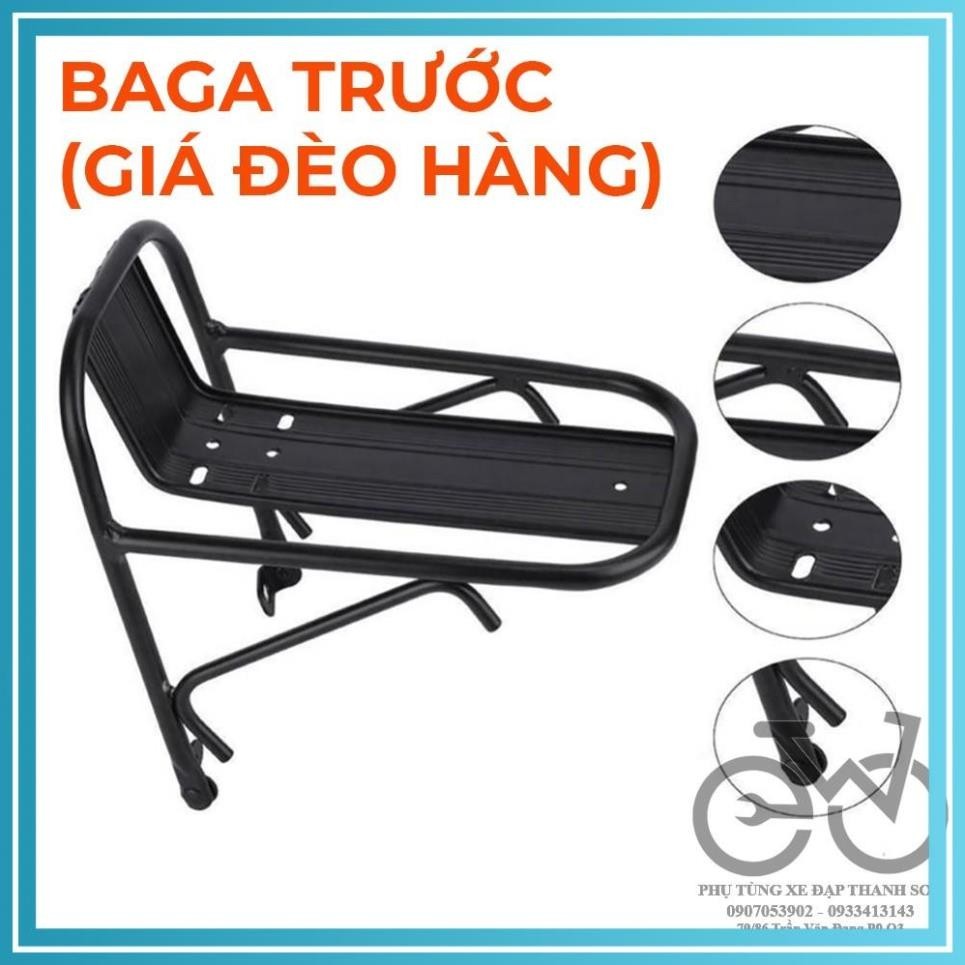 Baga trước (giá đèo hàng) xe đạp hợp kim nhôm cao cấp. TẶNG KÈM ỐC.