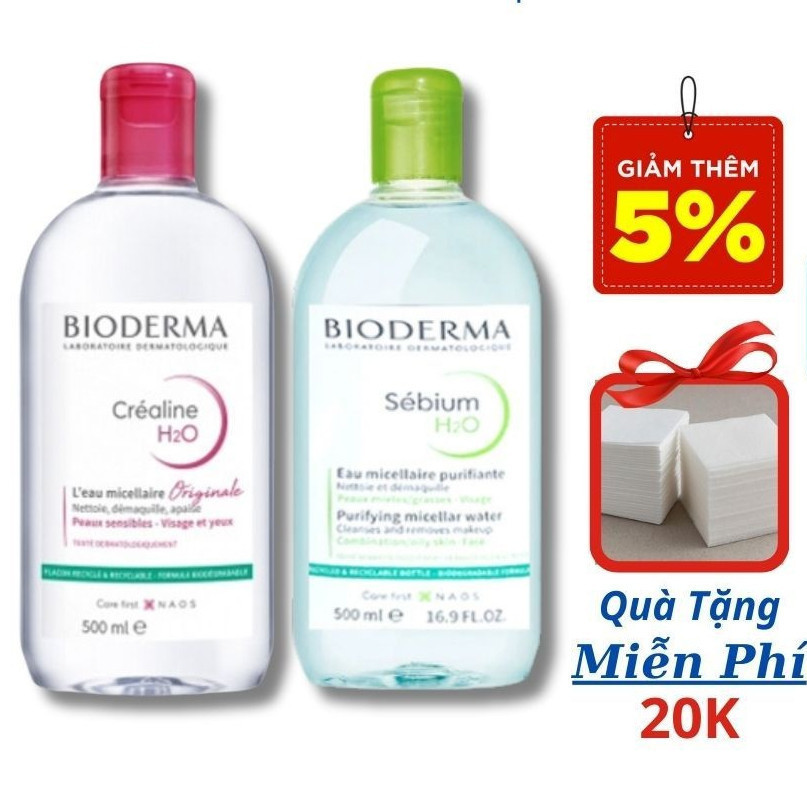 Nước tẩy trang bioderma nắp bật hồng bản Pháp 100ml - 500ml