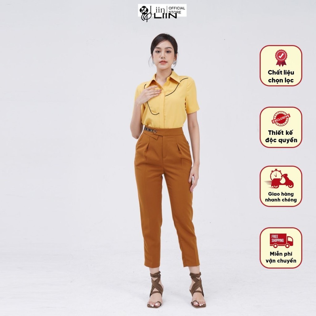 Quần baggy nữ linbi mix đai thiết kế form công sở trẻ trung, thanh lịch liin clothing QD3717