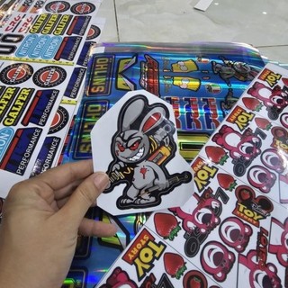Tem sticker thỏ điên cầm phuộc