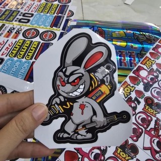 Tem sticker thỏ điên cầm phuộc