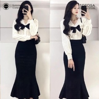Chân váy đuôi cá dáng xòe, váy đuôi cá dài authentic totosa shop tôn dáng chất vải co dãn ôm body_cv806