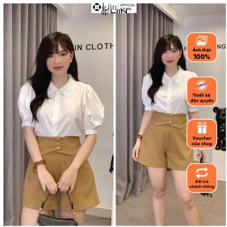 Áo sơ mi cộc tay màu trắng basic kết hợp tay bồng mặc thoải mái, dễ mix đồ Liin Clothing SM3931