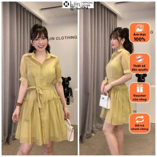 Đầm sơ mi thiết kế chất vải tơ cao cấp kiểu dáng trẻ trung, thanh lịch Liin Clothing D6571
