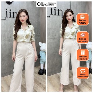 Quần dài nữ màu be thiết kế cạp cao kiểu dáng trẻ trung, thanh lịch dễ mix đồ Liin Clothing QD3712