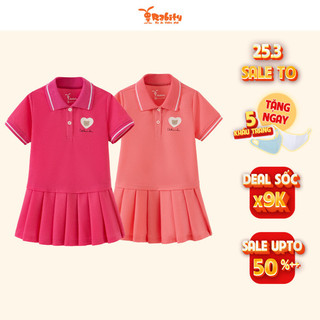 Đầm váy thun ngắn tay bé gái, váy ngắn cho bé gái đi chơi, đi học Rabity 93516