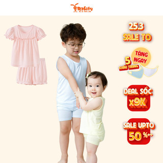 Bộ thun ngắn tay Easy Wear bé trai bé gái bộ thun gỗ sồi Rabity bộ thun mặc nhà siêu mát bộ mặc nhà cao cấp 92474