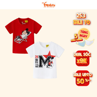 Áo thun cho bé đi học Mickey ngắn tay bé trai áo phông bé trai Rabity mặc mùa hè thoáng mát 5650