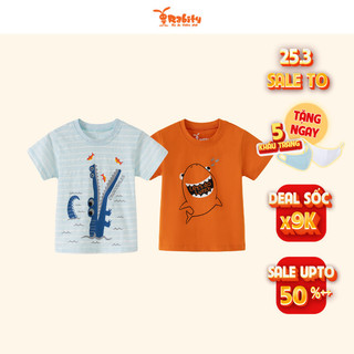 Áo thun cotton ngắn tay bé trai in họa tiết Rabity áo cotton mềm mịn thoáng mát 92534