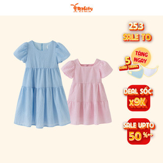 Đầm váy babydoll tay phồng cho bé gái Rabity váy tầng cho trẻ em đầm mặc đi học cho bé gái 92709