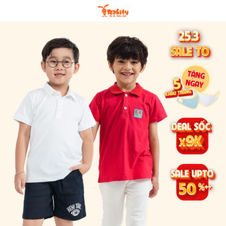 Áo thun polo có cổ áo đi học ngắn tay bé trai  áo trắng đi học mặc hè Rabity X Elle Kids - Design in Paris 82025