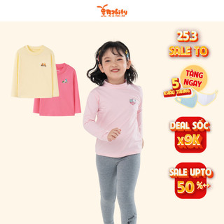 Áo thun bé gái Rabity áo thun cổ cao mặc 4 mùa áo dài tay cho bé gái họa tiết đáng yêu 90827