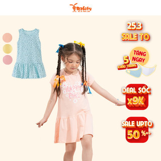 Đầm ngắn tay cho bé gái Rabity váy đầm bé gái cotton co giãn đầm hè bé gái 91157