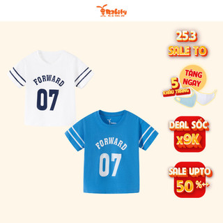 Áo thun cho bé trai họa tiết in nổi Rabity áo cotton đi học cho bé co giãn an toàn da trẻ em mặc hè 91067