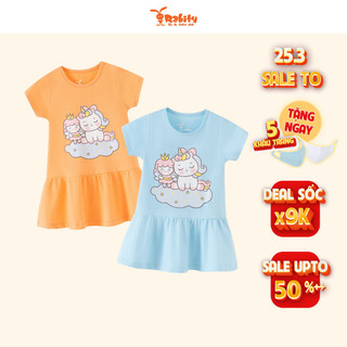 Váy bé gái mùa hè Rabity 93043 đầm thun cotton cao cấp cho bé gái mùa hè in unicorn ngựa pony cho bé gái