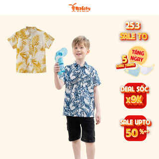 Áo sơ mi bé trai RABITY cotton họa tiết nhí 93084