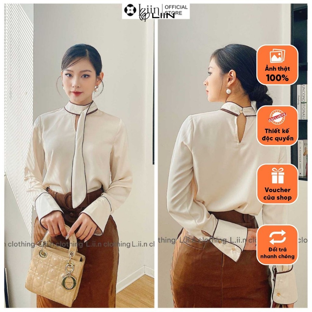 Áo sơ mi lụa kèm khăn Liin Clothing A2626