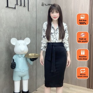 Chân váy nữ công sở, juyp đen xẻ sau chất liệu gờ tô J4255
