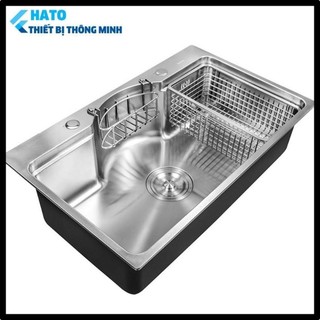 Bộ chậu rửa bát 1 hố hato inox sus304 dày 3.5 ly, bồn rửa chén 1 ngăn lớn bán nguyệt kiểu dáng nhật bản, bảo hành 5 năm