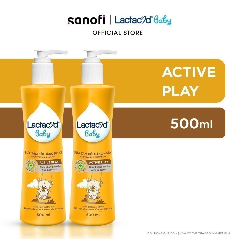 Bộ 2 chai Sữa Tắm Gội Trẻ Em Lactacyd Baby Active Play