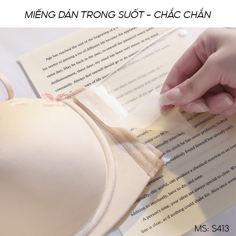 Áo ngực không dây chống tụt cup ngang VINGO kèm miếng dán silicon tàng hình mặc đầm hở lưng áo trễ vai sexy S413 VNGO