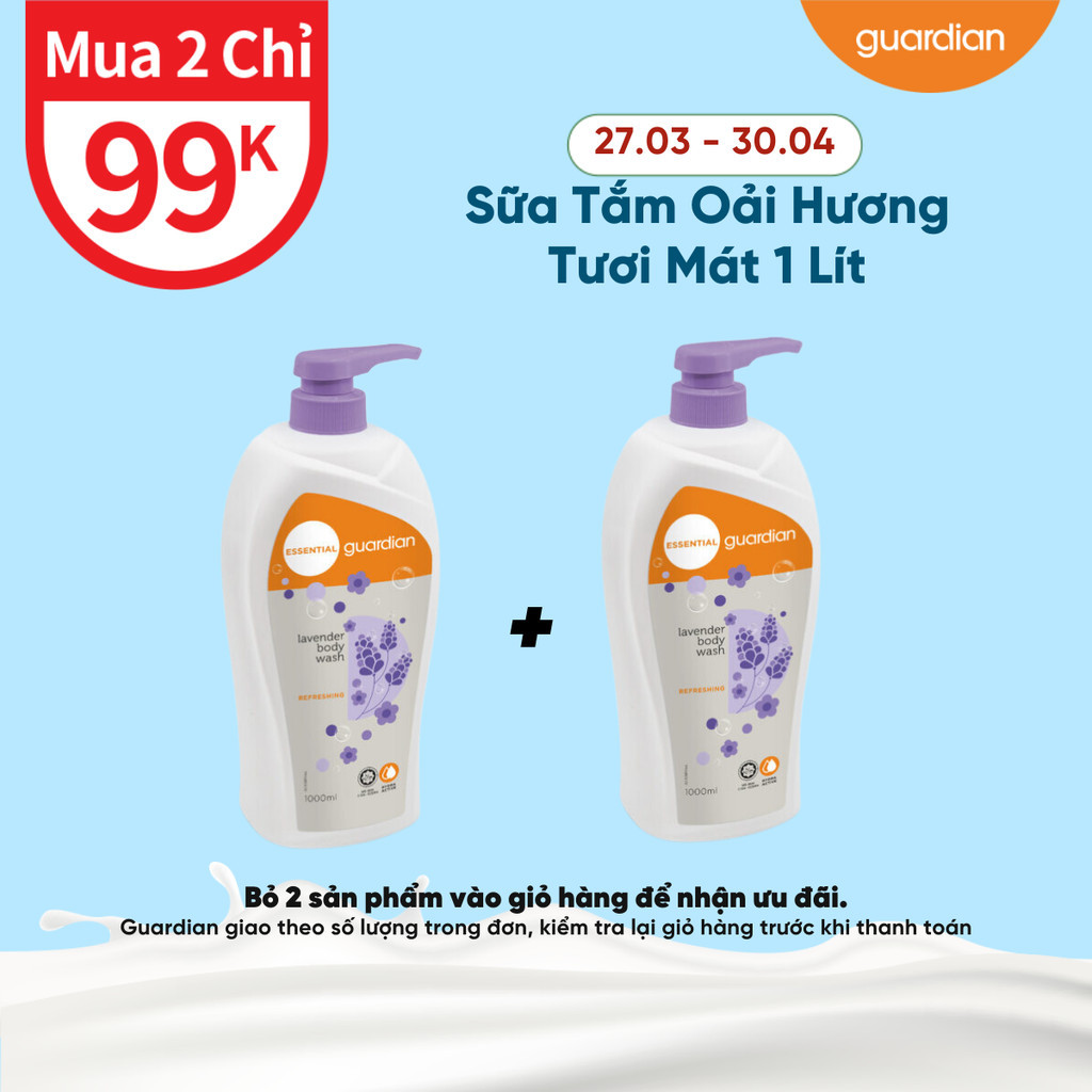 Sữa Tắm Tươi Mát Guardian Essential Lavender Refreshing Body Wash Chiết Xuất Hoa Oải Hương 1000ml