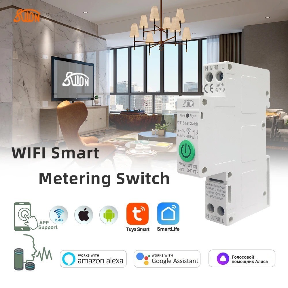 Aptomat CB Wifi 1P-63A Tuya, Công Tắc Điều Khiển Từ Xa, Hẹn Giờ Thông Minh App Tuya Smart Thích Hợp 