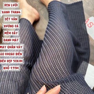 Vải Ren Lưới giãn 4c dệt vân May váy Hàng Hàn Quốc sợi co giãn đàn hồi tốt