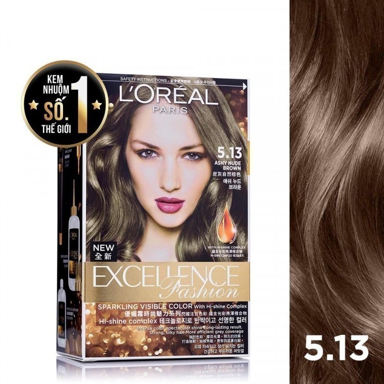 Kem Nhuộm Dưỡng Tóc Màu Thời Trang L’Oreal Paris Excellence Fashion 5.13 Asshy Nude Brown Nâu Ánh Tro 172ml