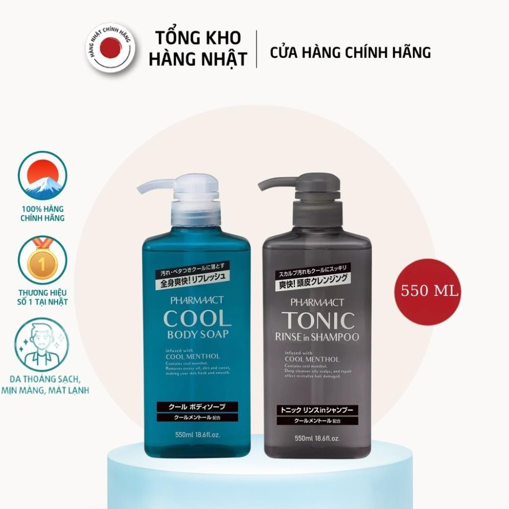 Combo Dầu Gội Xả 2in1 + Sữa Tắm PharmaAct Tonic & PharmaAct Cool Body Soap Dành Cho Nam Giới