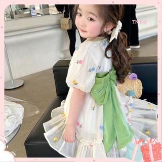 Váy công chúa bé gái set váy tay bồng tùng váy xòe xinh kèm phụ kiện nơ siêu sành điệu xinh yêu cho bé yêu