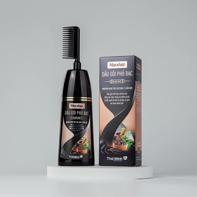 Dầu Gội Phủ Bạc Maxxhair - Dầu Gội Thảo Dược Nhuộm Đen, Giúp Đen Tóc, Bóng Mượt, Giảm Rụng Tóc An Toàn
