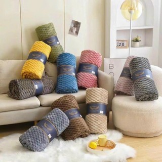 Chăn văn phòng lông tuyết Amari lông tuyết kẻ ô vuông nhập khẩu KT 2m2x2m