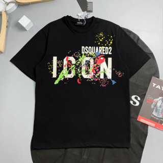 Áo phông nam nữ cổ tròn Dsq2 in hoạ tiết chữ ICON loang vảy sơn 7 màu siêu rẻ đẹp boy phố thoitranghottrend 89 89