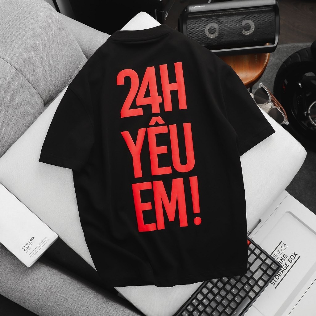 Áo Thun Nam Boxy 24h Yêu Em Black, Chất Vải Cotton 2 chiều Thoải Mái,  AT0088,SOMEHOW