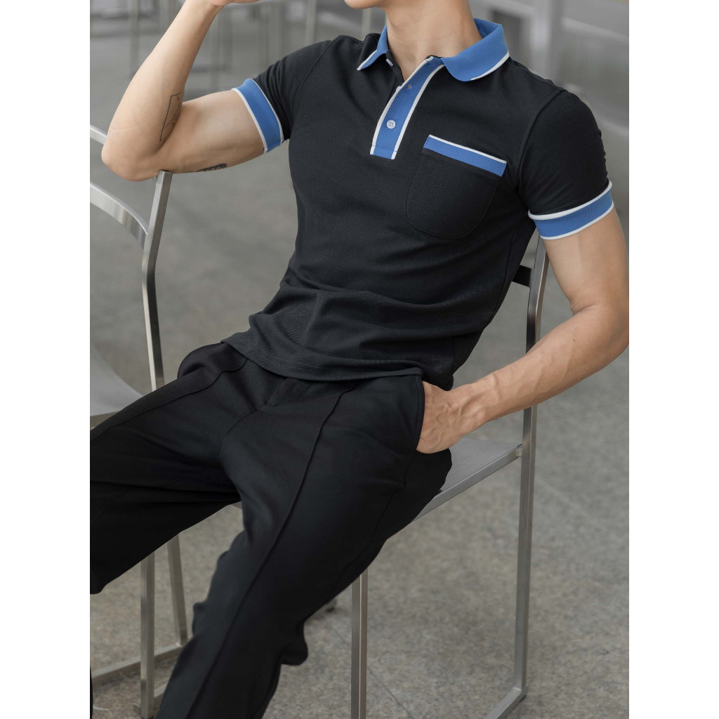 Áo Polo Nam Blue Impress Placket, Chất Vải Cá Xấu TC 2 Chiều Thoải Mái, PL0042, SOMEHOW