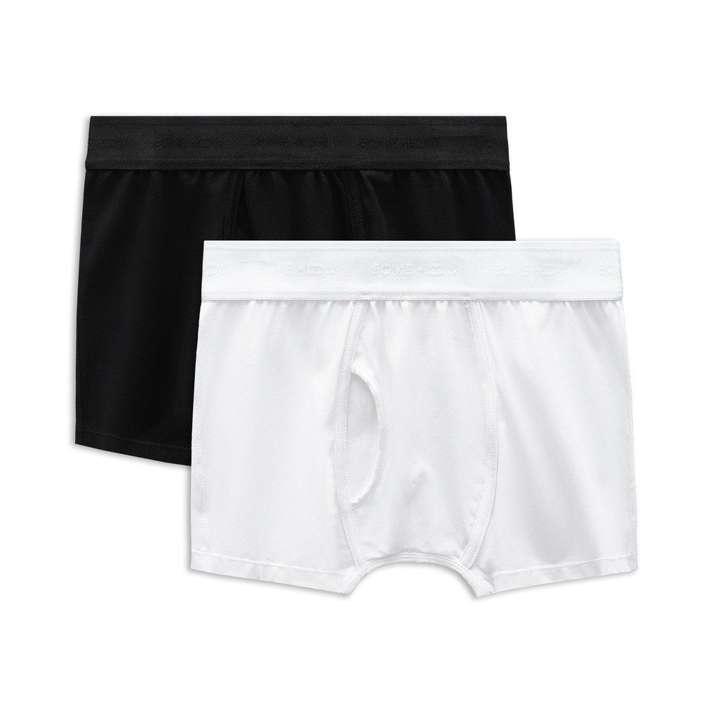Boxer Nam Intaglio Black White, Chất Vải Cotton 4 Chiều Thoải Mái, BX0001, SOMEHOW