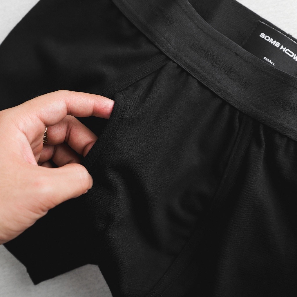 Boxer Nam Intaglio Black White, Chất Vải Cotton 4 Chiều Thoải Mái, BX0001, SOMEHOW