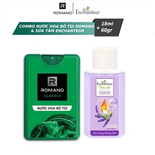 Combo Quà Tặng Valentine - Nước hoa bỏ túi Romano Classic 18ml & Sữa tắm Enchanteur Naturelle Lavender 60gr