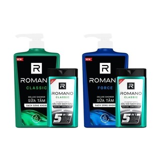 Sữa tắm Romano Classic 650g + Dầu gội sạch gàu Romano Classic 150g