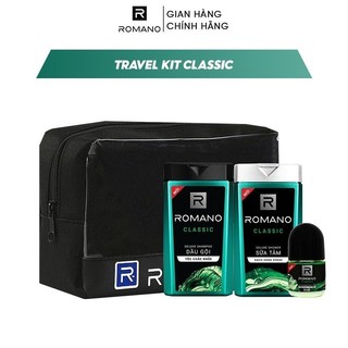 Bộ sản phẩm du lịch romano classic: dầu gội 150g + sữa tắm 150g + lăn khử mùi 20ml
