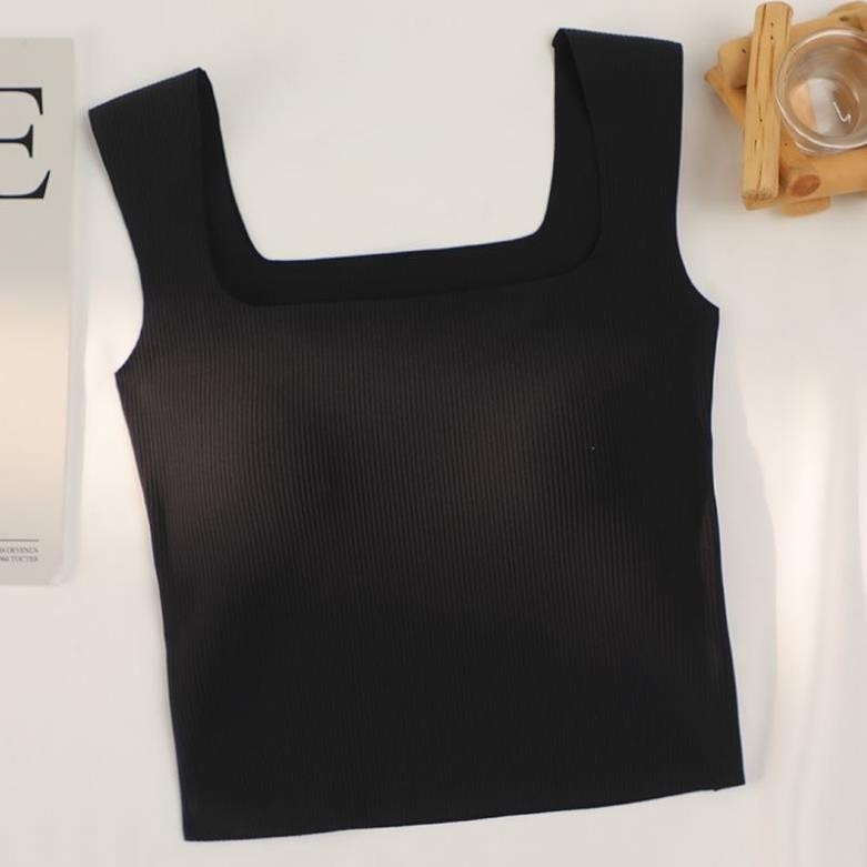 ÁO HAI DÂY CỔ VUÔNG BẢN TO CÓ MÚT NGỰC MẶC TRONG VEST BLAZER, ÁO CROPTOP BRA NỮ CHẤT LIỆU SU ĐÚC CÓ ĐỆM CỔ VUÔNG | BigBuy360 - bigbuy360.vn