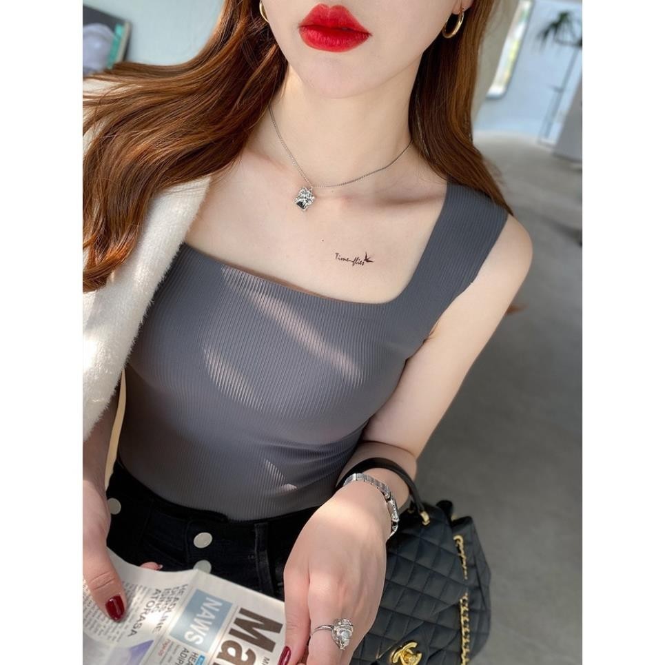 ÁO HAI DÂY CỔ VUÔNG BẢN TO CÓ MÚT NGỰC MẶC TRONG VEST BLAZER, ÁO CROPTOP BRA NỮ CHẤT LIỆU SU ĐÚC CÓ ĐỆM CỔ VUÔNG | BigBuy360 - bigbuy360.vn