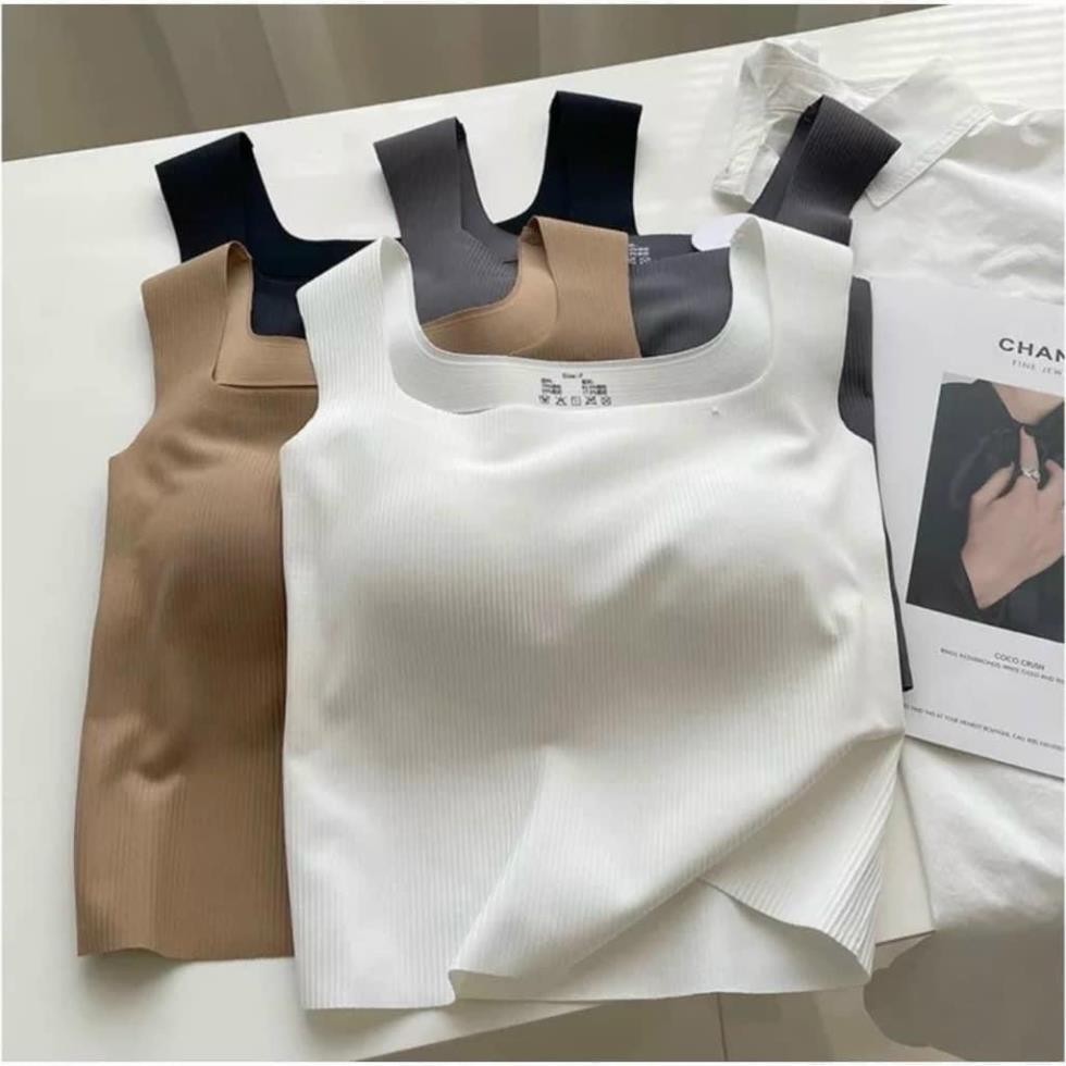 ÁO HAI DÂY CỔ VUÔNG BẢN TO CÓ MÚT NGỰC MẶC TRONG VEST BLAZER, ÁO CROPTOP BRA NỮ CHẤT LIỆU SU ĐÚC CÓ ĐỆM CỔ VUÔNG | BigBuy360 - bigbuy360.vn
