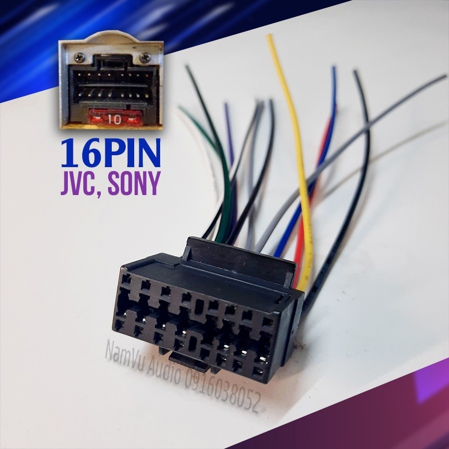 Cáp 16PIN - Jack kết nối Loa và Nguồn cho CD ô tô JVC và SONY