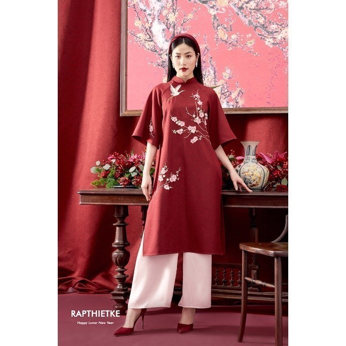 RẬP - Áo Dài Kim Sa Đỏ 2023 - FS