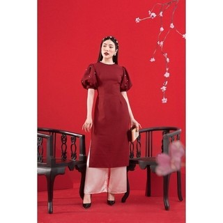 RẬP - Áo Dài Tết Đỏ Tay Phồng Đính Hạt
