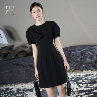 Rập - đầm cổ tròn đính hạt thân chéo tay ngắn - prime 13