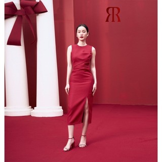 Rập - đầm cổ tròn không tay nhún eo thân xẻ - xmas 11